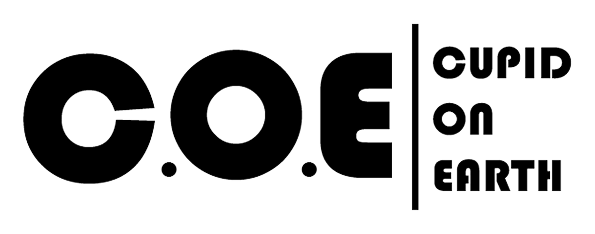 The C.O.E &mdash; Cupid on Earth &mdash; wordmark logo