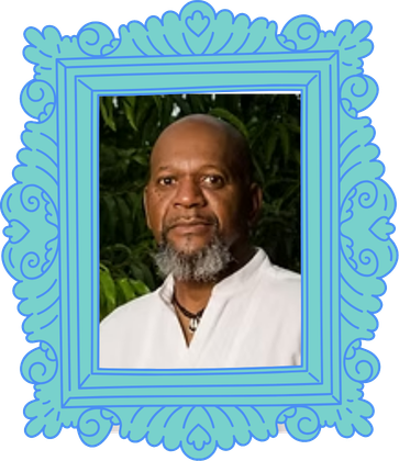 Portrait of Larry Adams in an ornate blue frame