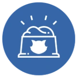 Icon of a cat food bowl with a cat face