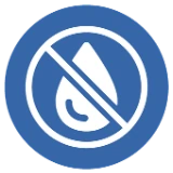 Icon of a crossed-out water drop