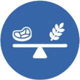 Icon of a balance scale with meat and grain