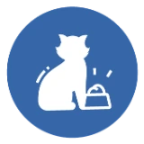 Icon of a seated cat beside a food bowl