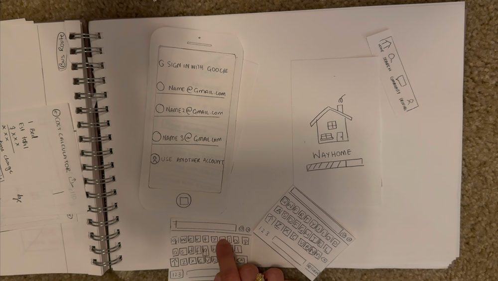 Testing the sign-in flow with paper wireframes. Click to zoom in.